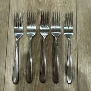 Stanley Roberts Rogers Co Stainless Korea Vanity 5 Dinner Forks Beaded Outline‎